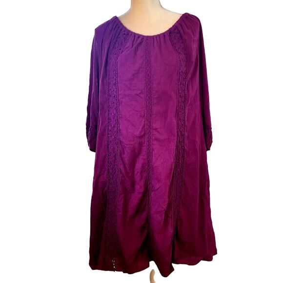 Lane Bryant Purple Wide Neck Lace Accents Dress Plus Size 22/24 - Picture 1 of 5